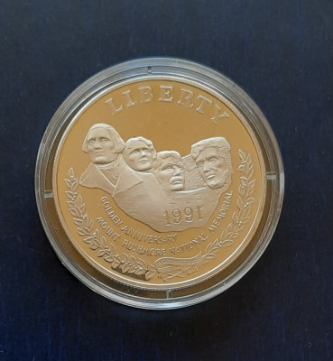 Moneda de argint - 1 Dollar U.S.A. &amp;quot;Mount Rushmore&amp;quot; 1991 - G 4251 foto