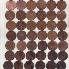 bnk mnd Marea Britanie Anglia lot 42 monede de 1 penny 1862-1967