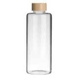 Sticlă de apă din sticlă borosilicată, 1L, cu capac din bambus, CMCLASS