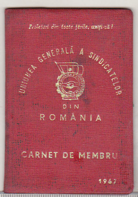 bnk div UGSR din Romania 1967 - carnet de membru foto