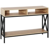 HOMCOM Masă de Console Masă de Intrare Industrială cu Multi-depozitare 120 x 23,5 x 75 cm Lemn Ch&ecirc;ne | Aosom Romania