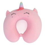 Pern&Auml; travelunicorn, suport ergonomic pentru g&Atilde;&cent;t &Egrave;i cap, spum&Auml; cu memorie, 30x30 cm, sistem de prindere cu capse, roz