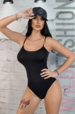 Q756-1 Body casual din bumbac elastic cu inchidere inghinala, L, S