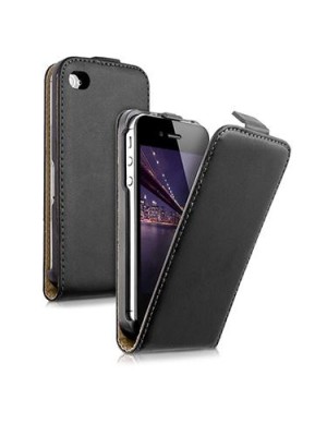 Husa Telefon Flip Vertical iPhone 4 Black foto