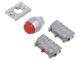 Comutator actionat prin apasare SPAMEL 22mm 1 NC NO IP65 Rosu