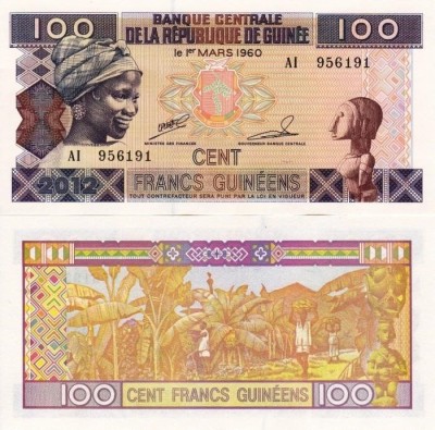 GUINEEA 100 francs 2012 UNC!!! foto