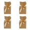 Set Cutii pentru Dulciuri, Kraft, 10x10x10cm, Linii Folie Aurie, Panglică, 4 Bucăți