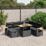 Cumpara ieftin Gossi set mobilier de gradina cu perne, 8 piese, negru, poliratan