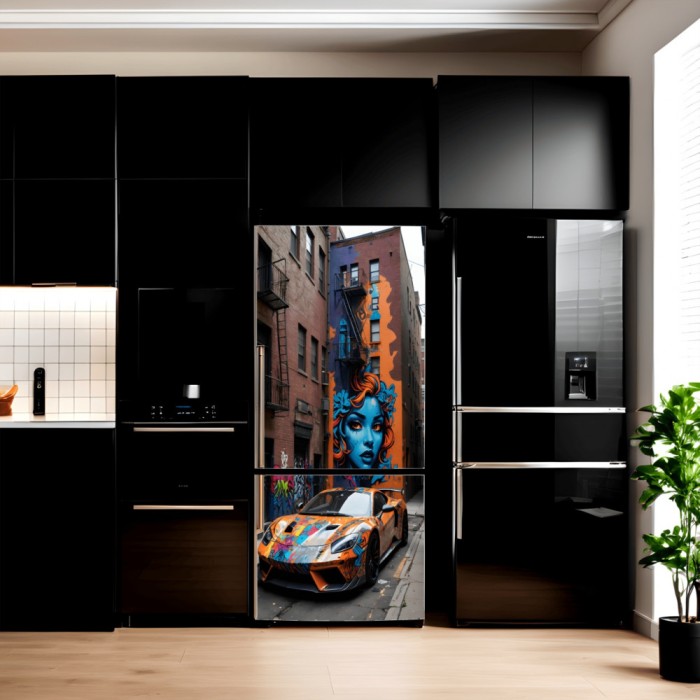 Folie imprimata color pentru decor Frigider, dimensiune 200 x 90cm, model: