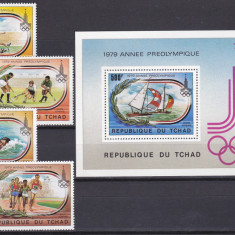 DB1 Ciad Tchad Pre Olimpiada Moscova 1979 4 v. + SS MNH