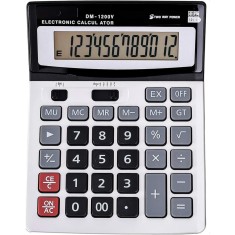 Calculator de birou, 12 cifre, alimentare duala(solar/baterie), taste din plastic, display mare, design ergonomic, DM-1200V, Multicolor