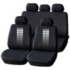Huse Auto Universale Carguard Negre/Gri, Set Complet 9 Piese, Poliester, Compatibil Airbag, Scaune Fata/Bancheta, Montare Usoara