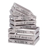 Set 3 cutii depozitare lemn negru gri 30 x 20 x 16 cm, 35 x 25 x 18 cm, 40 x 30 x 20 cm