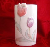 VAZA PORTELAN DECOR CU LALELE 14.5 CM