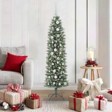 VidaXL Copac Artificial Slăb de Crăciun cu 150 LED Verde și alb 150 cm 3395284