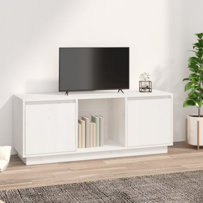 Comoda TV, alb, 110,5x35x44 cm, lemn masiv de pin GartenMobel Dekor foto