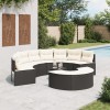 Gossi set canapea de gradina, 3 piese, semi-rotunde, negru, poliratan