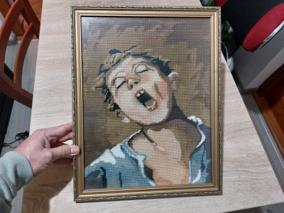 Baiat goblen vechi, decor de perete foto