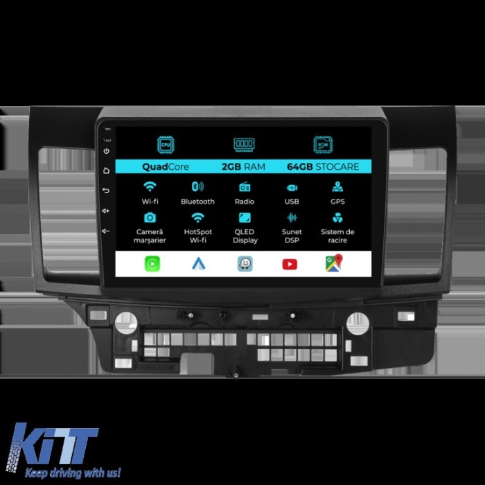 Navigatie Android Dedicata Mitsubishi Lancer (2007-2013), 9Inch, 2Gb Ram, 64Gb Stocare, Carplay Performance AutoTuning