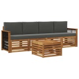 vidaXL Set de canapele de exterior cu pernă 5 pcs Natural și Antracit 3383993