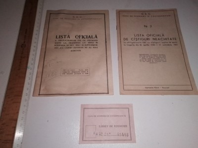 LOT BROSURI CEC - LISTA OBLIGATIUNILOR CEC IESTITE CASTIGATOARE /RSR foto