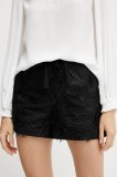 Silvian Heach pantaloni scurți din bumbac CLESTI culoarea negru, cu imprimeu, high waist, GPP25334SH