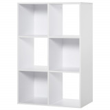 HOMCOM Biblioteca cu 6 Compartimente Cub Alba 91.5x29.5x61.5cm