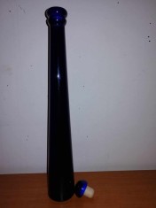 Vas decantor recipient de sticla albastru cobalt cu 2x dop de sticla si pluta foto