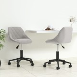 vidaXL Scaune rotative de bucătărie, 2 buc., gri deschis, catifea