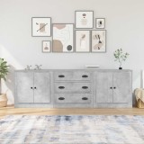 vidaXL Servante, 3 piese, gri beton, lemn prelucrat 3185219