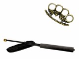 Cumpara ieftin Set Autoaparare: Baston Telescopic Flexibil 47cm Negru, Pumnal/Box Craniu Otel, Husa Curea