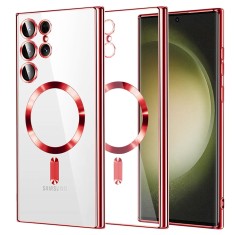 Husa premium Samsung Galaxy S23 Ultra Techsuit Luxury Crystal MagSafe, rosu foto