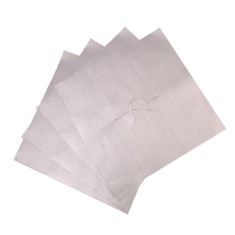 Set 4 folii de protectie pentru aragaz Tiessa, detasabile, reutilizabile, usor de spalat, din teflon, 27x27 cm, argintiu