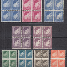 ROMANIA 1947 LP 212 MIHAI FORMAT MARE SI MIC BLOCURI DE 4 TIMBRE MNH