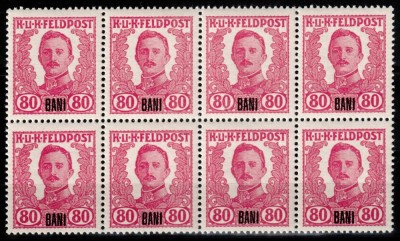 Romania 1918, Ocupația austriacă, MICHEL XII, bloc de 8, MNH LUX! RARITATE! foto