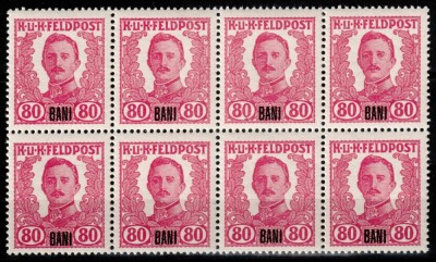 Romania 1918, Ocupația austriacă, MICHEL XII, bloc de 8, MNH LUX! RARITATE! foto