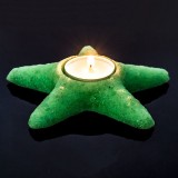Suport lumanare luminescent, mini steluta, acryl, diametru 4 cm - Albastru fosforescent - textura nisipoasa
