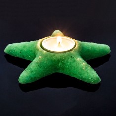 Suport lumanare luminescent, mini steluta, acryl, diametru 4 cm - Verde fosforescent