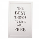 Tablou cu mesaj si led the best thns in life are free 30cm x 20cm