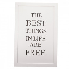 Tablou cu mesaj si led the best things in life are free 30cm x 20cm