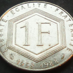 Moneda comemorativa 1 FRANC - FRANTA, anul 1988 *cod 1570 A