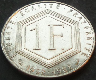 Moneda comemorativa 1 FRANC - FRANTA, anul 1988 *cod 1570 A foto