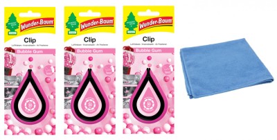 Odorizant auto Wunder- Baum Clip 3 Pack Bubble Gum si Laveta Microfibra 30x40cm foto