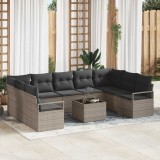 Cumpara ieftin Set de canapele pentru gradina 10 buc. Gri deschis poliratan