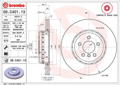 BREMBO 09.C401.13 PRIME LINE - Composite Disc frana foto