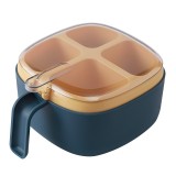 Recipient pentru condimente Flippy, 4 casute, potrivit pentru sare, cimbru, piper, condimente, 4 lingurite din plastic, capac din plastic, maner, 14x1
