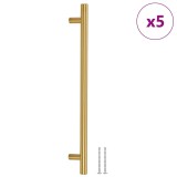 Manere de dulap, 5 buc., auriu, 224 mm, otel inoxidabil