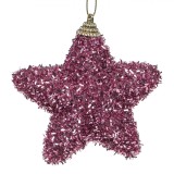 Ornament Brad Crăciun, Stea, Spumă, Tinsel Roz, 9cm, Oem