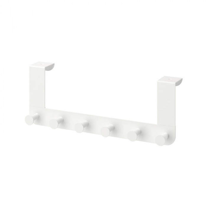 Cuier otel, 4 x 35 x 13 cm, 6 carlige, Alb