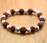 Cumpara ieftin Bratara cu Rudraksha (Rudraska) si margele de howlit